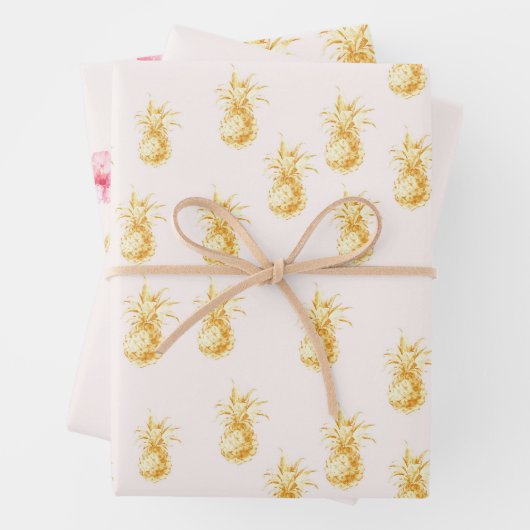 Blush Gold Tropical Pineapses Geschenkpapier Set (Beispiel)
