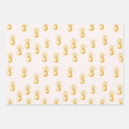 Blush Gold Tropical Pineapses Geschenkpapier Set (Vorderseite)
