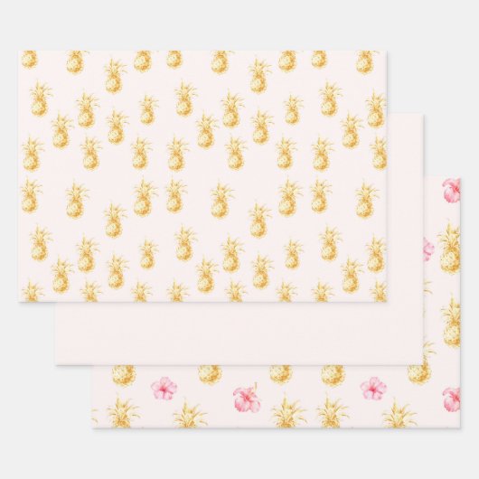 Blush Gold Tropical Pineapses Geschenkpapier Set (Set)