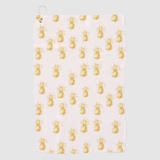 Blush Gold Tropische Ananas Golfhandtuch (Vorderseite)