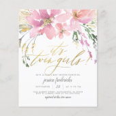 Blush Gold Twin Girls Bloral Baby Dusche (Vorderseite)