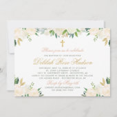 Blush Gold und Green Floral Baby Girl Taufe Einladung (Vorderseite)