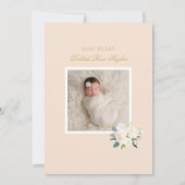 Blush Gold und Green Floral Baby Girl Taufe Einladung (Rückseite)