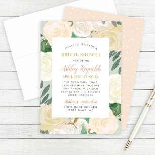 Blush Gold und Green Floral Wedding Brautparty Einladung