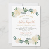 Blush Gold und Green Floral Wedding Brautparty Einladung (Vorderseite)
