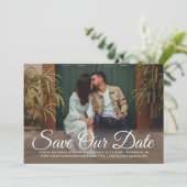Blush Gold und Green Floral Wedding Foto Save The Date (Stehend Vorderseite)