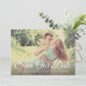 Blush Gold und Green Floral Wedding Foto Save The Date (Stehend Vorderseite)