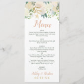 Blush Gold und Green Floral Wedding Menükarte (Vorderseite)