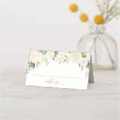 Blush Gold und Green Floral Wedding Platzkarte (Vorderseite)