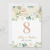 Blush Gold und Green Floral Wedding Tischnummer (Vorderseite)