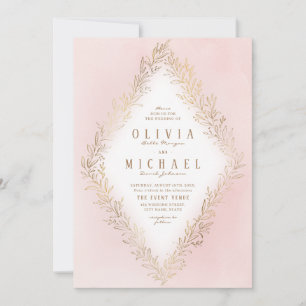 Blush gold vergoldete botanische Hochzeit Einladung