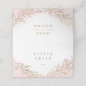 Blush gold vergoldete botanische Hochzeit Platzkarte (Außenseite Aufgefaltet)