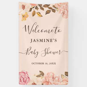 Blush Gold Victoria Bloral Baby Dusche Banner