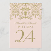 Blush Gold Vintage Glamour Hochzeit Tischnummer (Rückseite)