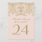 Blush Gold Vintage Glamour Hochzeit Tischnummer (Vorderseite)