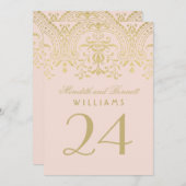 Blush Gold Vintage Glamour Hochzeit Tischnummer (Vorne/Hinten)