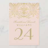 Blush Gold Vintage Glamour Hochzeit Tischnummer (Rückseite)