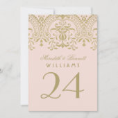 Blush Gold Vintage Glamour Hochzeit Tischnummer (Vorderseite)