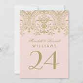 Blush Gold Vintage Glamour Hochzeit Tischnummer (Rückseite)