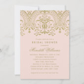 Blush Gold Vintage Glamour Hochzeitsfeier Brautpar Einladung (Vorderseite)