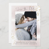 Blush Gold Wasserfarbe Minimalistisches Foto Save The Date (Vorne/Hinten)