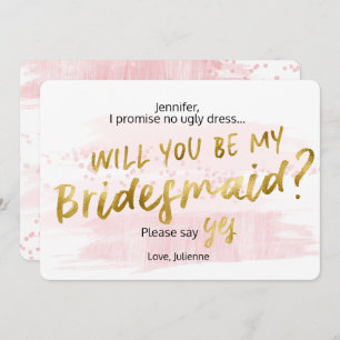 Blush & Gold Wasserfarbe Werden Sie meine Bridesmä Einladung