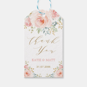 Blush Gold Watercolor Blumenfreunde zum Hochzeitsf Geschenkanhänger