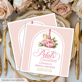Blush Gold Watercolor Petals and Prosecco Napkins Serviette