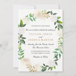 Blush Gold Watercolor Wraath Wedding Einladung