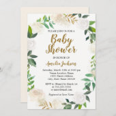 Blush Gold Watercolor Wreath Baby Dusche Einladung (Vorne/Hinten)