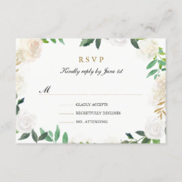 Blush Gold Watercolor Wreath Wedding RSVP