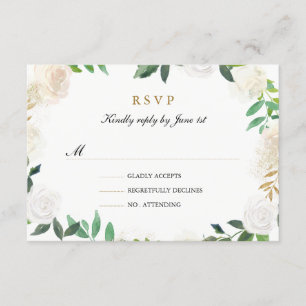 Blush Gold Watercolor Wreath Wedding RSVP