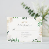 Blush Gold Watercolor Wreath Wedding RSVP (Stehend Vorderseite)