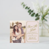 Blush & Gold Whimsical Save the Date Postkarte (Stehend Vorderseite)
