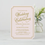 Blush & Gold Whimsical Script Einladung (Stehend Vorderseite)