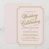 Blush & Gold Whimsical Script Einladung (Vorne/Hinten)