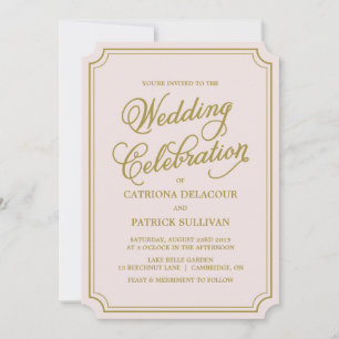 Blush & Gold Whimsical Script Einladung