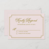 Blush & Gold Whimsical Script Wedding RSVP Card (Vorne/Hinten)