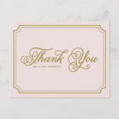 Blush & Gold Whimsikskript Danke Postcard Postkarte (Vorderseite)