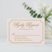 Blush & Gold-WhimsikskriptWedding RSVP II (Stehend Vorderseite)