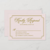 Blush & Gold-WhimsikskriptWedding RSVP II (Vorne/Hinten)