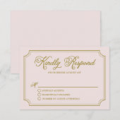 Blush & Gold-WhimsikskriptWedding RSVP II Karte (Vorne/Hinten)