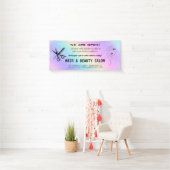 Blush & Gold Whiskschere Friseursalon Wiedereröffn Banner (Insitu)