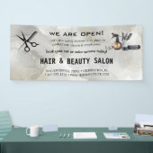 Blush & Gold Whiskschere Friseursalon Wiedereröffn Banner (Messe)