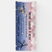 Blush & Gold Whiskschere Friseursalon Wiedereröffn Banner (Vertikal)