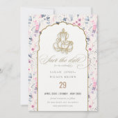 Blush Gold Wildblume Ganesh Indian Wedding Save The Date (Vorderseite)
