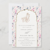 Blush Gold Wildblume Krishna Indian Verlobung Einladung (Vorderseite)