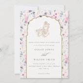 Blush Gold Wildblume Krishna Indian Wedding Einladung (Vorderseite)
