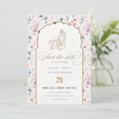 Blush Gold Wildblume Krishna Indian Wedding Save The Date (Stehend Vorderseite)
