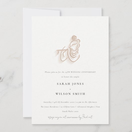 Blush Gold Wildblume Krishna Indianerjubiläum Einladung (Vorderseite)